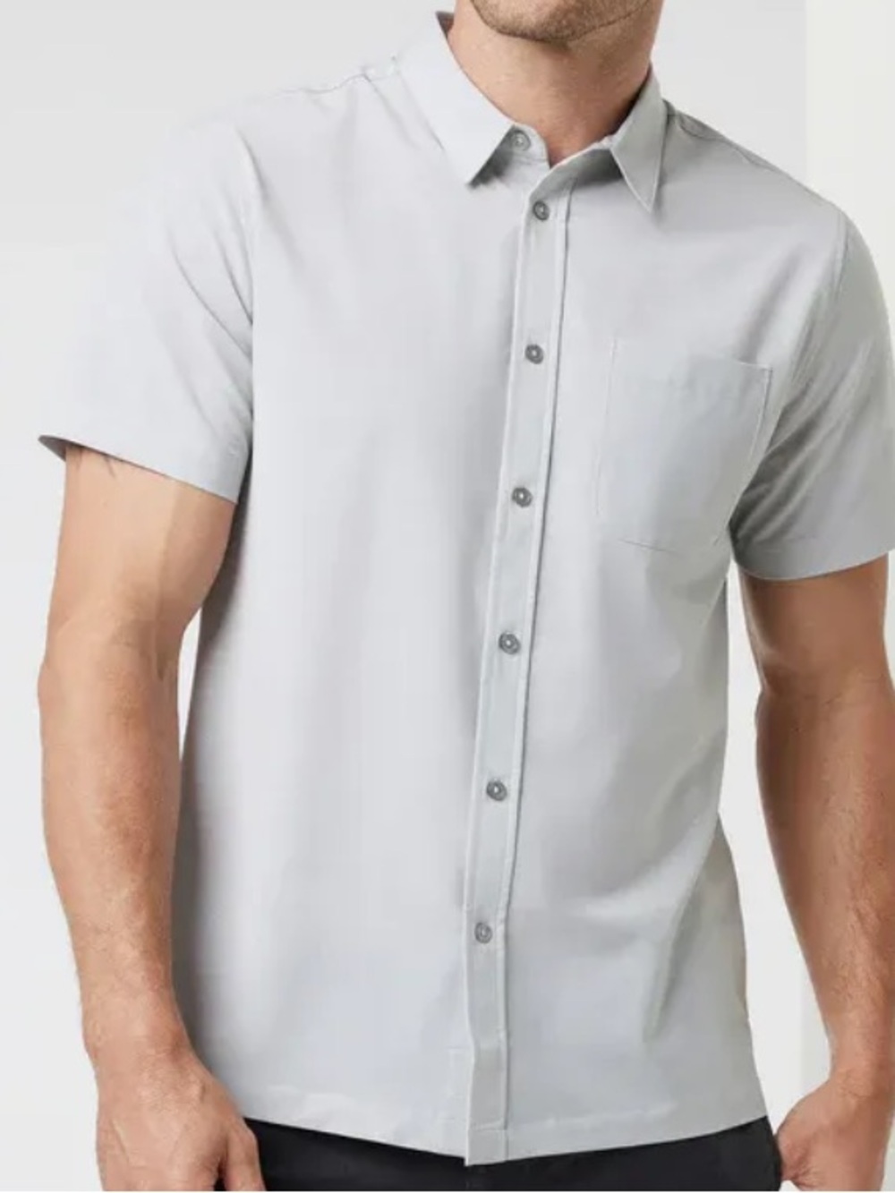 Vuori Gray S/S Bridge Button Down - Vapor Dot size Medium